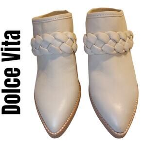 Dolce Vita Surla Ivory Braided Vamp Leather Womens US 7 Mule Festival Boho New